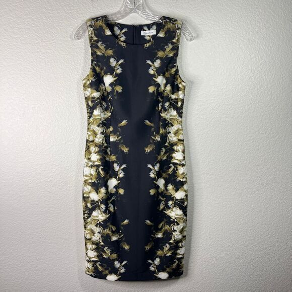 Calvin Klein Floral Print Sheath Dress Sleeveless Cocktail‎ Party Elegant 6 - Picture 1 of 9